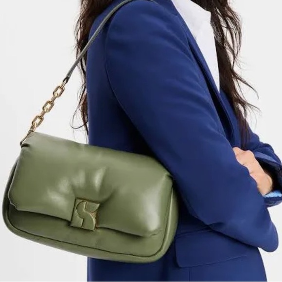 KATE SPADE. CEDAR PUFF LEATHER BAG! Gold chain link details! New - Picture 6 of 7